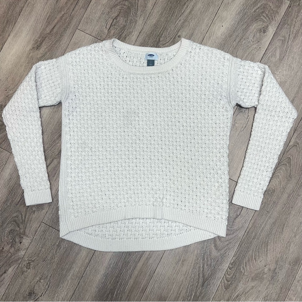 Sweater Over Shirt Long Sleeve Knit Old Navy Size Small Ivory White